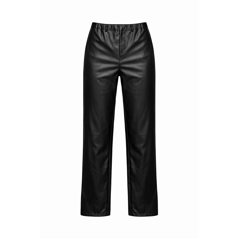 PrettyLittleThing Black Faux Leather High Waisted Straight Leg Pants US 12 NWT